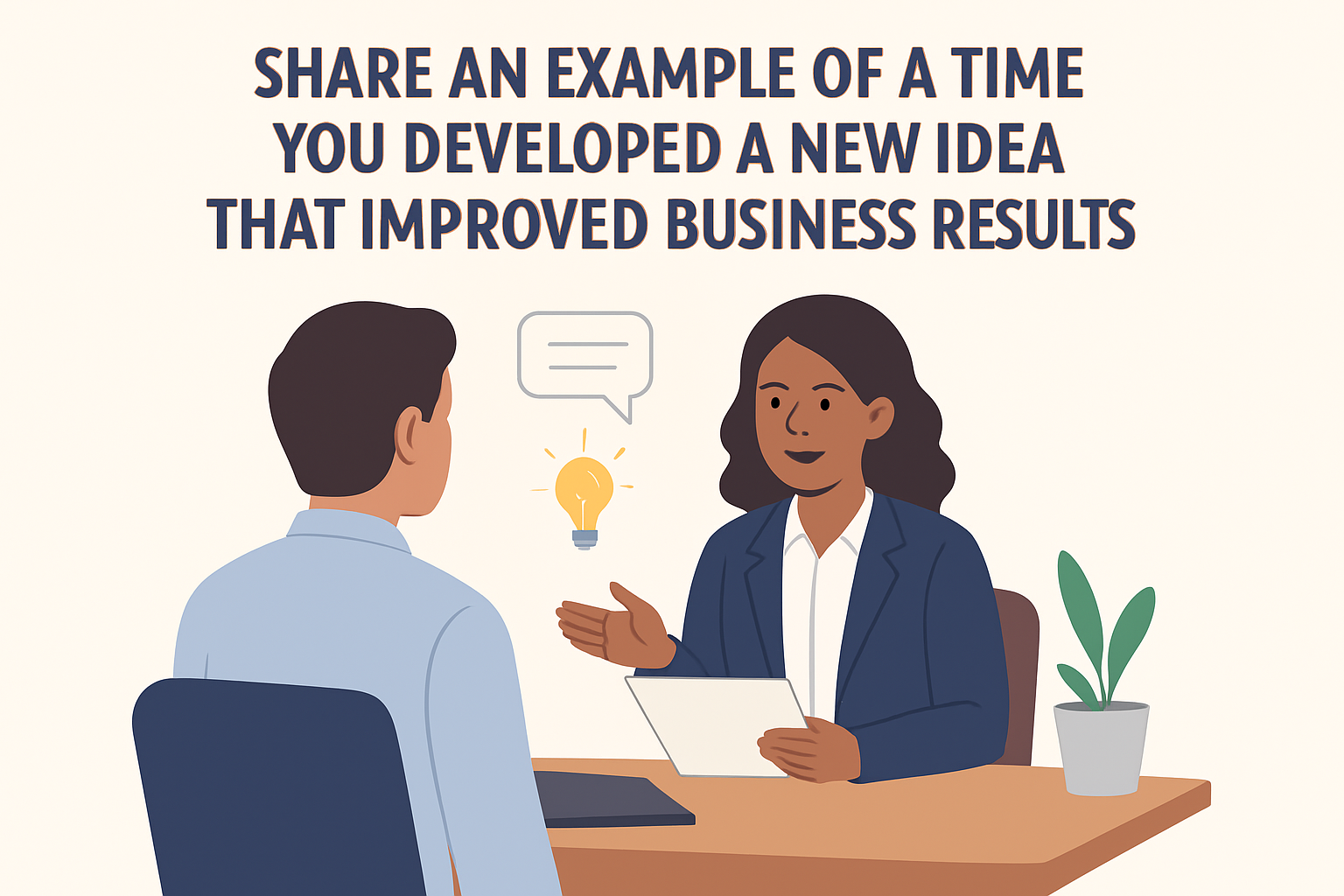 Read more about the article Mastering the Interview Question with 12 sample answers: “Share an Example of a Time You Developed a New Idea That Improved Business Results